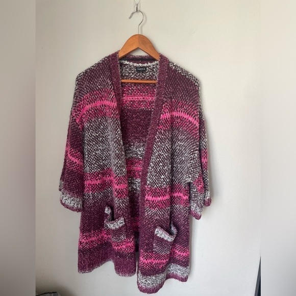 Torrid Pink Ombre Chunky Short Sleeve Cardigan Size 2 - Picture 1 of 8